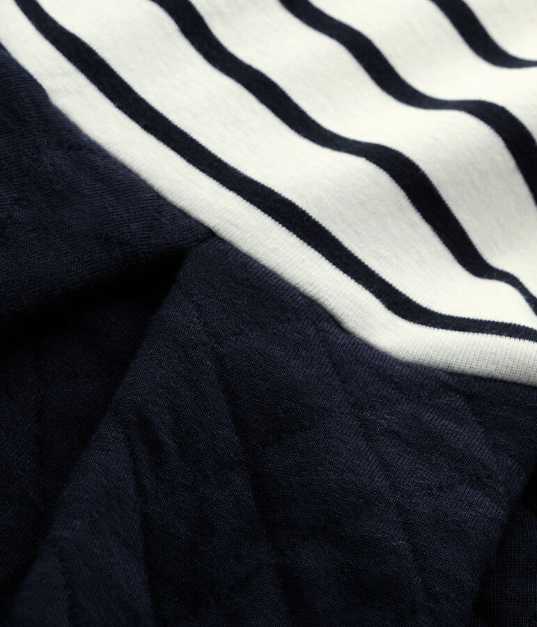 Robe fille bi-mati&egrave;re blanc/bleu