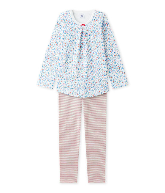 Pyjama fille à imprimé petites fleurs blanc LAIT/blanc MULTICO