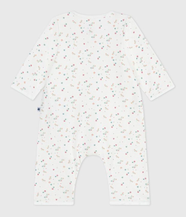 Bodyjama b&eacute;b&eacute; sans pieds en coton imprim&eacute; fleuri blanc/multicouleur