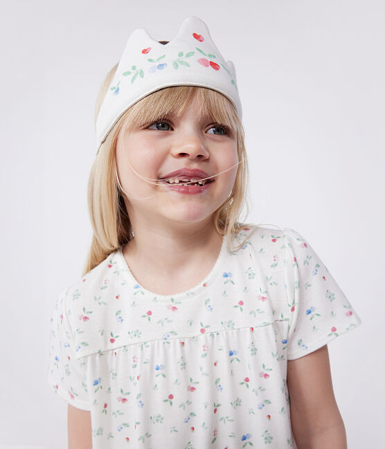 Chemise de nuit déguisement et diadème enfant en coton blanc MARSHMALLOW/blanc MULTICO