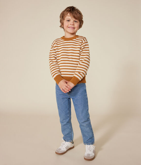 Pull en laine et coton enfant garçon blanc AVALANCHE/ ECUREUIL