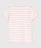 Tee-shirt manches courtes en coton enfant fille blanc MARSHMALLOW/rose MINOIS