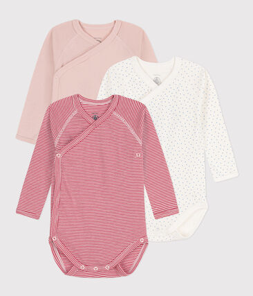 PETIT BATEAU - Lot de 3 bodies croisés manches longues imprimés en coton