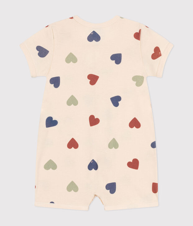 Combinaison courte en coton b&eacute;b&eacute; &eacute;cru/multicouleur