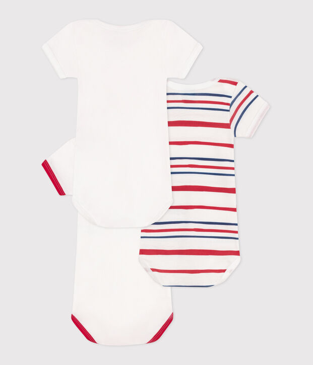 Lot de 3 bodies manches courtes en coton b&eacute;b&eacute; multicouleur