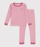 Pyjama tr&egrave;s ajust&eacute; enfant en coton &agrave; rayures rose/blanc