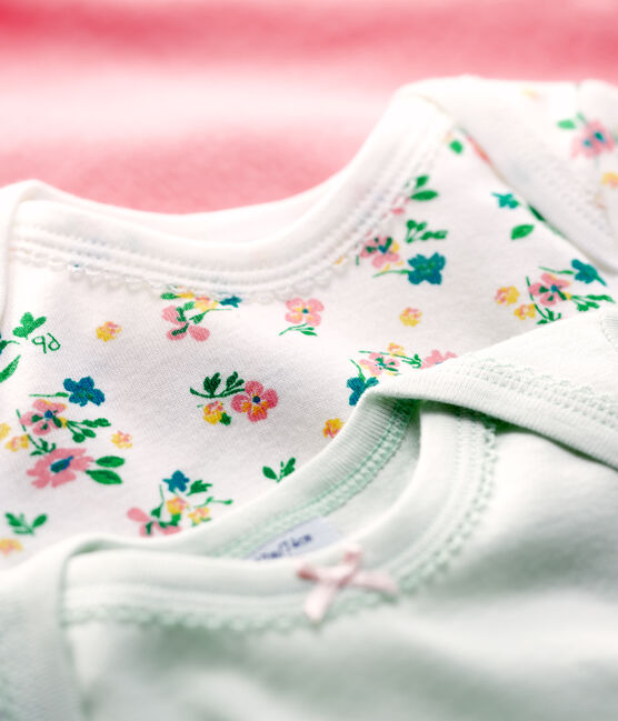 Lot de 3 bodies manches courtes fleurs bébé fille en coton biologique variante 1