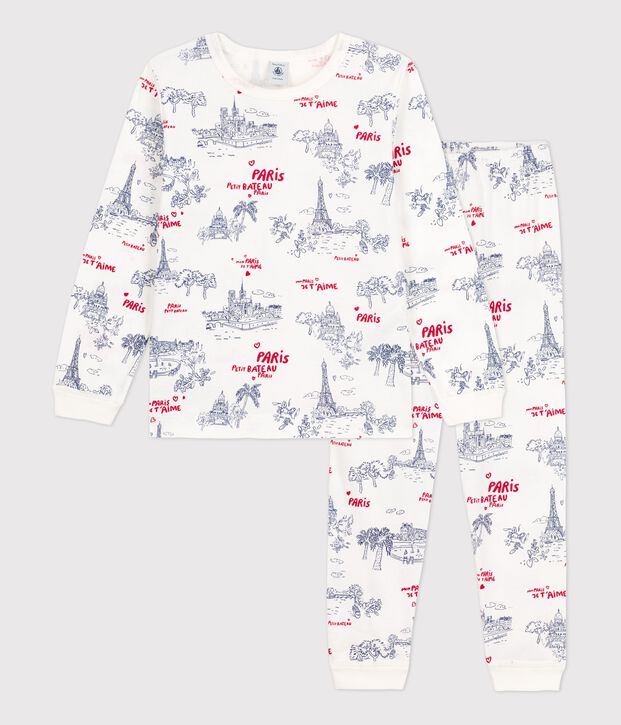 Pyjama en coton enfant blanc/multicouleur
