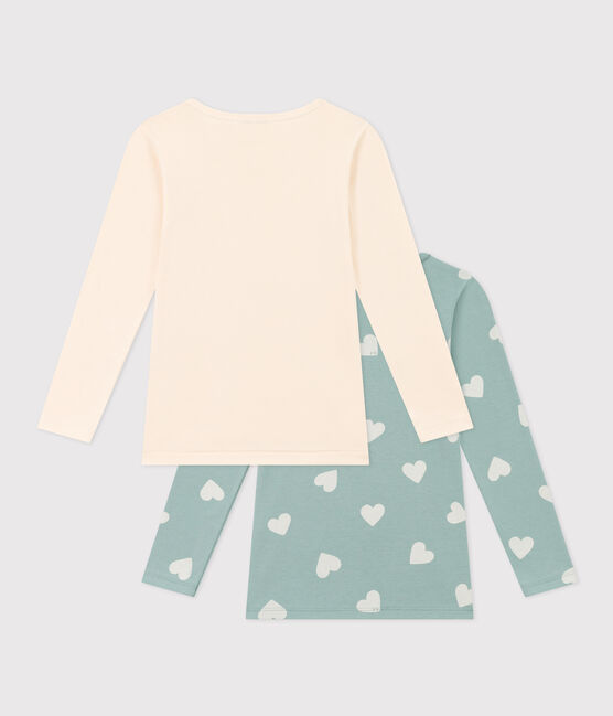 Lot de 2 tee shirts manches longues cœur en coton petite fille variante 1