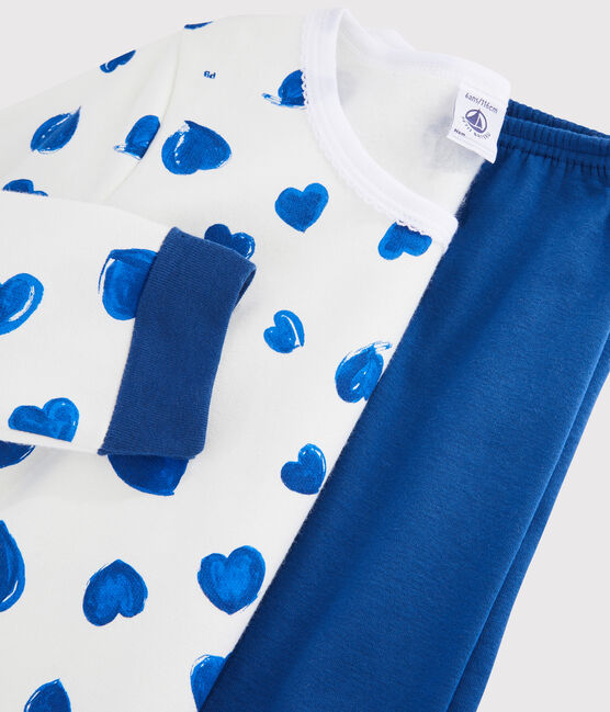Chemise de nuit cœurs petite fille en molleton avec legging blanc MARSHMALLOW/blanc MULTICO