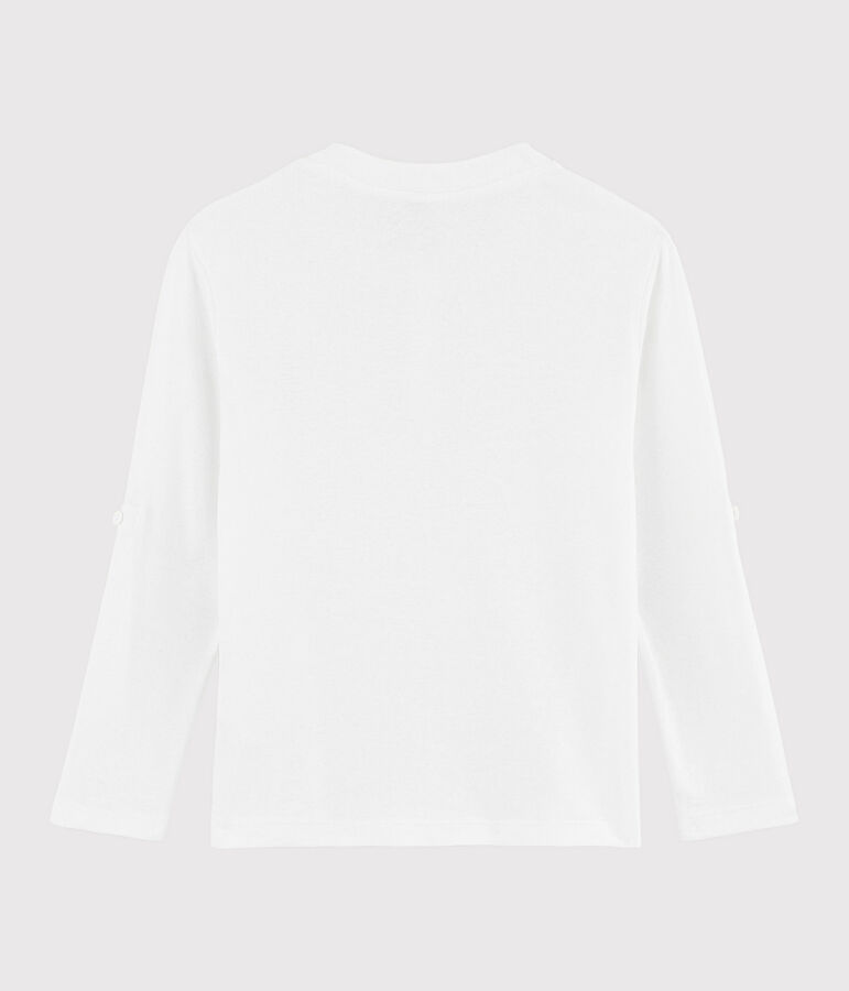 Tee-shirt en coton et lin enfant gar&ccedil;on blanc MARSHMALLOW