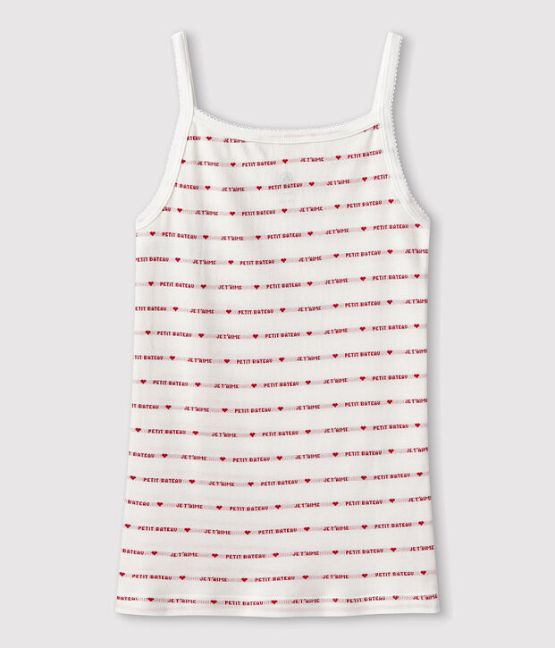 Chemise &agrave; bretelles en coton Femme blanc/rouge