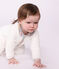 Pyjama b&eacute;b&eacute; en velours uni avec col, d&eacute;tail imprim&eacute; &agrave; fleurs blanc