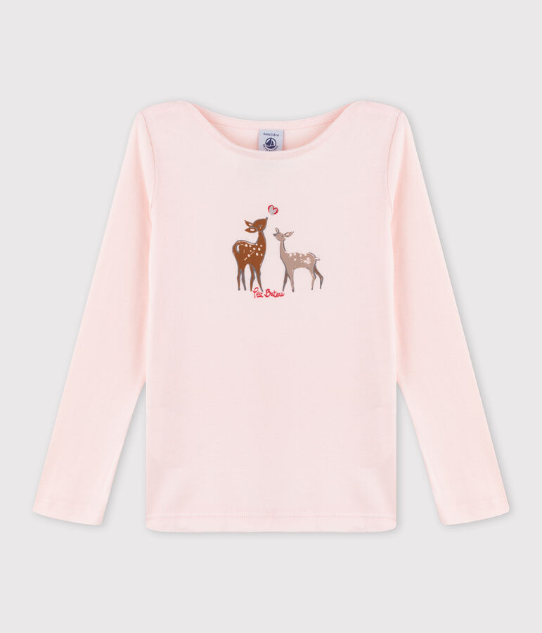 Tee-shirt s&eacute;rigraphi&eacute; enfant fille rose FLEUR