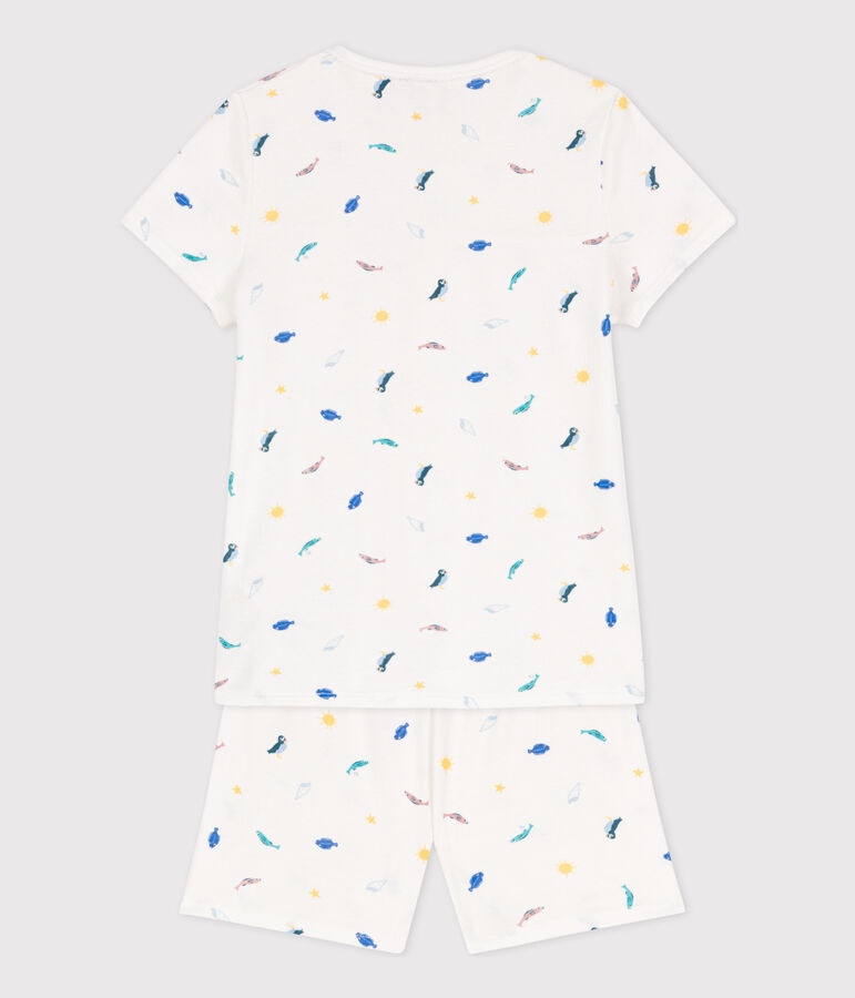 Pyjacourt animaux marins en coton petite fille blanc MARSHMALLOW/blanc MULTICO