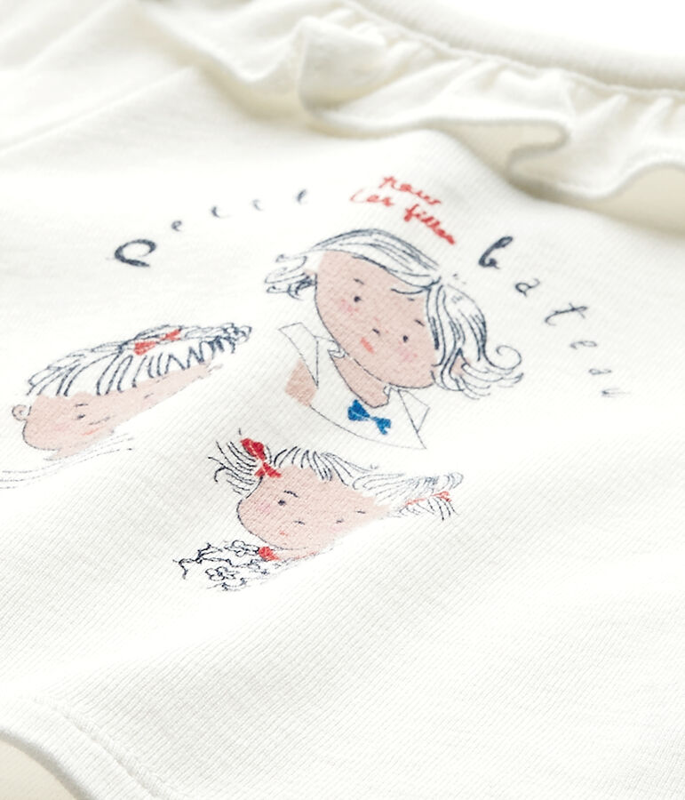 Tee-shirt b&eacute;b&eacute; fille manches courtes blanc/bleu