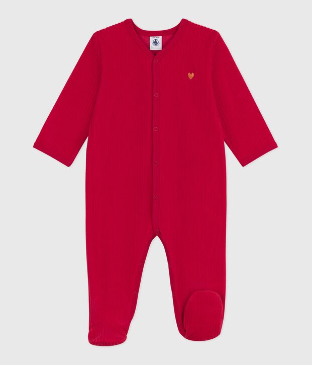 Pyjama b&eacute;b&eacute; en velours uni rouge