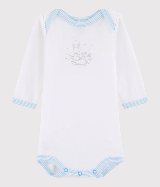 Body manches longues b&eacute;b&eacute; gar&ccedil;on blanc/bleu