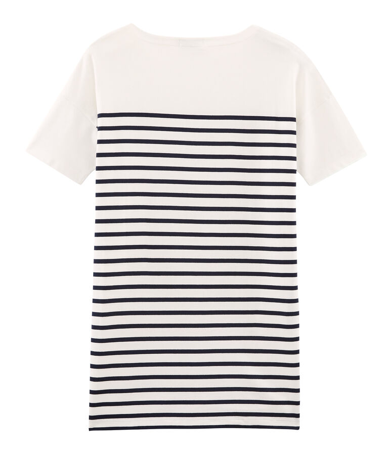 Robe manches courtes femme blanc MARSHMALLOW/bleu SMOKING