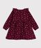 Robe enfant en velours manches longues &agrave; fleurs rouge/multicouleur