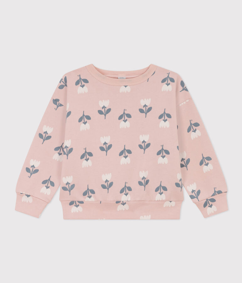 Sweatshirt en molleton enfant fille rose SALINE/blanc MULTICO