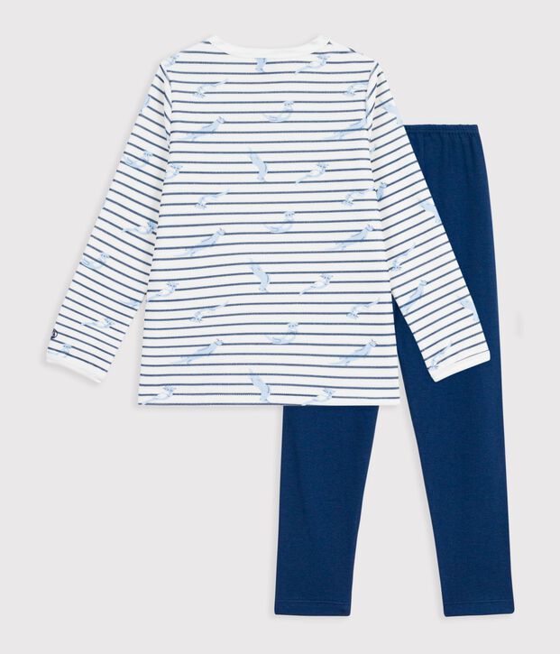 Pyjama  en velours blanc/bleu/multicouleur