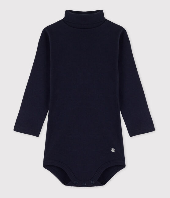 Body manches longues col roulé en coton bébé bleu SMOKING