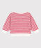 Sweatshirt bébé en bouclette éponge rayée blanc MARSHMALLOW/rouge PEPS
