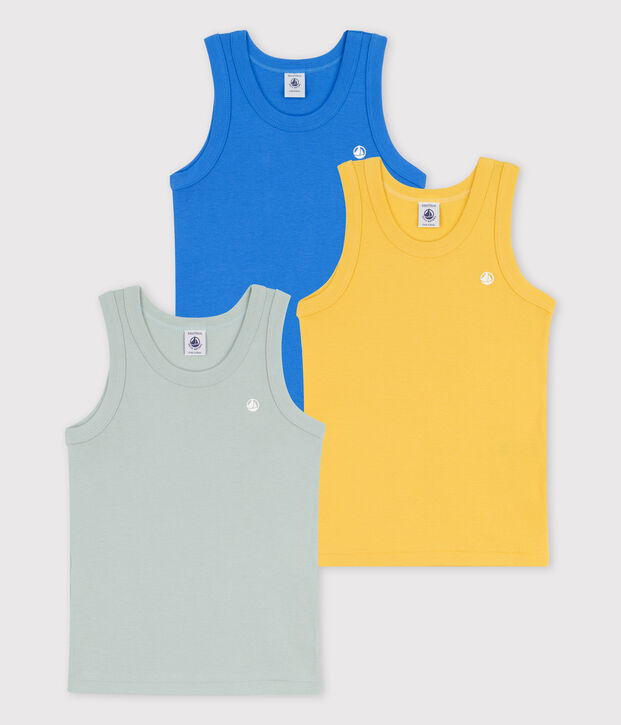 Lot de 3 d&eacute;bardeurs unis petit gar&ccedil;on en coton multicouleur