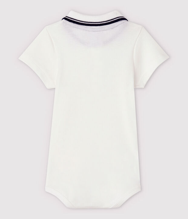 Body manches courtes colo polo en coton b&eacute;b&eacute; blanc