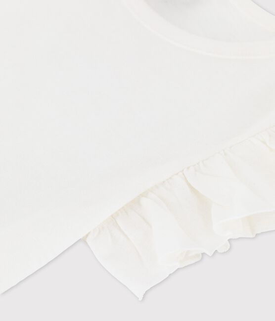 T-shirt manches courtes en coton enfant fille blanc MARSHMALLOW