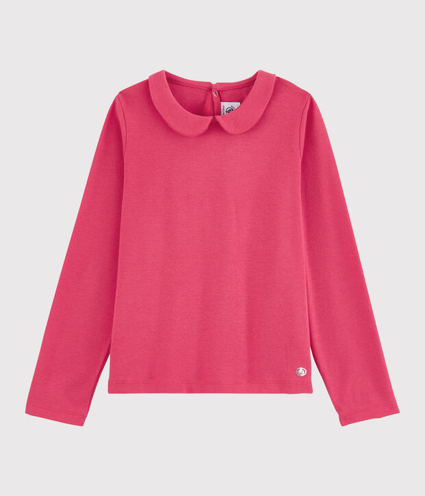 Tee-shirt manches longues en coton enfant fille rose