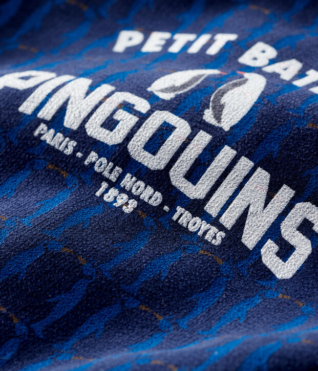 Combinaison longue b&eacute;b&eacute; gar&ccedil;on en molleton bleu/multicouleur