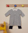 Robe et legging en coton bébé blanc MARSHMALLOW/bleu SMOKING