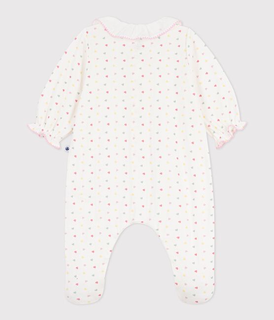 Pyjama bébé en tubique à col fleuri blanc MARSHMALLOW/blanc MULTICO