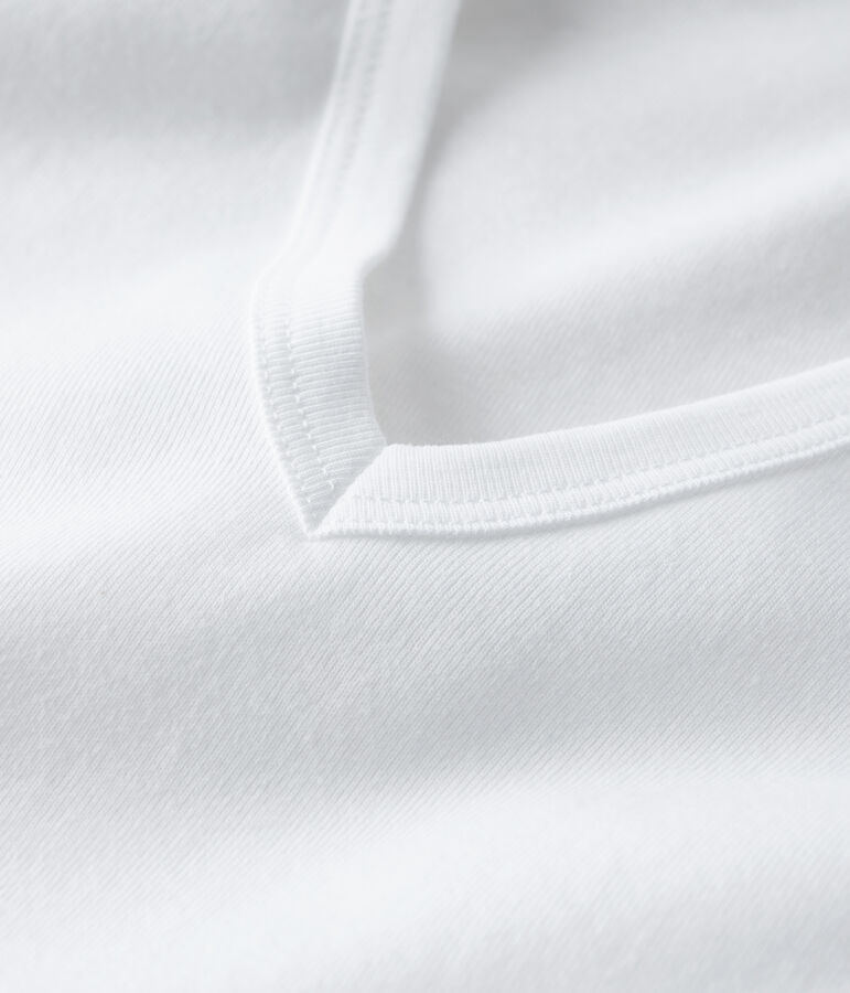 Tee-shirt L'ICONIQUE col V en coton Femme blanc ECUME
