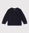 Pull tricot à torsades bébé en coton bleu SMOKING