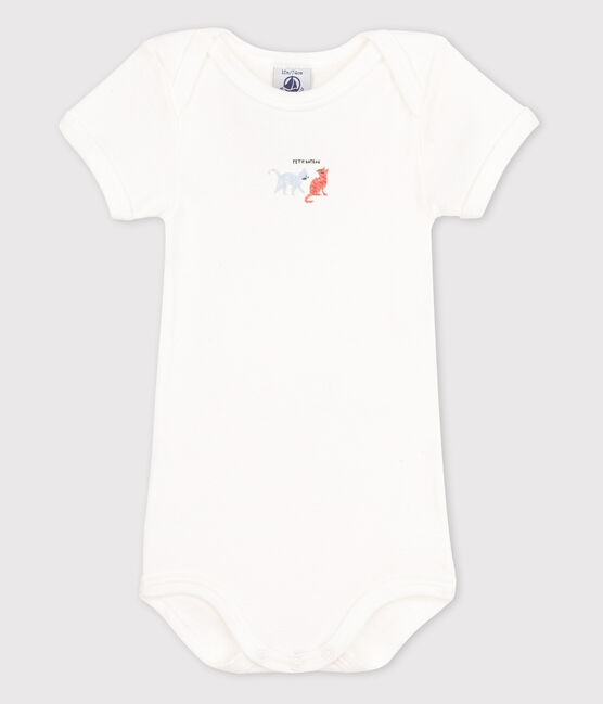 Body manches courtes bébé blanc MARSHMALLOW/bleu BLEU