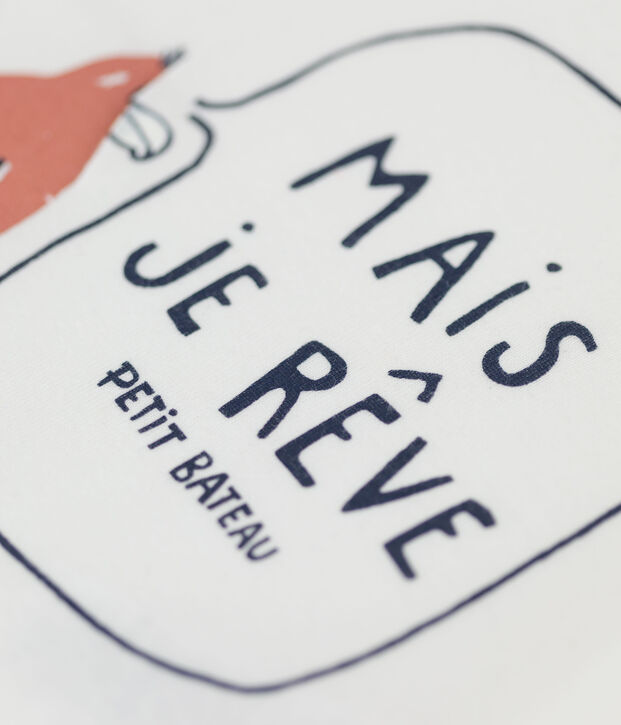 Tee-shirt manches courtes avec motif en coton bio b&eacute;b&eacute; blanc