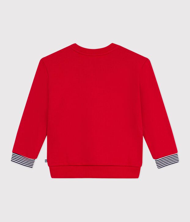 Sweatshirt enfant en coton imprim&eacute; rouge