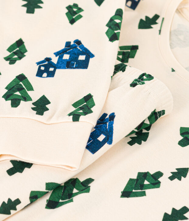 Pyjama chalet en coton femme &eacute;cru/multicouleur