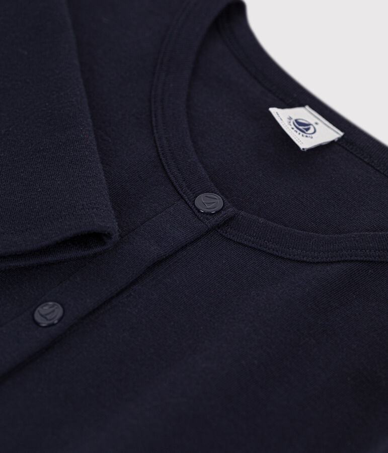 Cardigan &agrave; pressions en coton Femme bleu