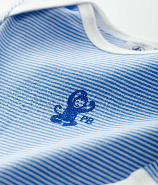 Dors bien sans boutons-pression milleraies b&eacute;b&eacute; en coton bleu/blanc