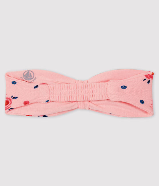 Bandeau à noeud bébé fille rose MINOIS/blanc MULTICO