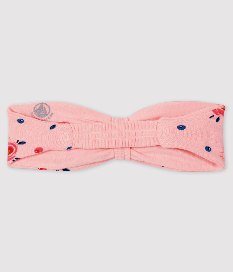Bandeau &agrave; noeud b&eacute;b&eacute; fille rose MINOIS/blanc MULTICO