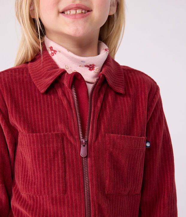 Combinaison enfant en bouclette velours longue unie rouge