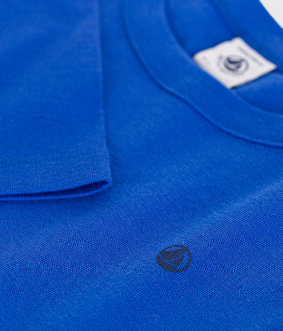 Tee-shirt manches longues en côte enfant fille / garçon bleu CALVIN