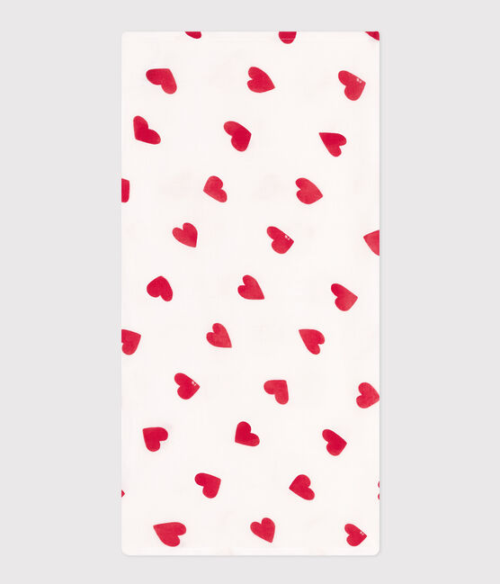 LANGE COEUR BÉBÉ EN GAZE DE COTON blanc MARSHMALLOW/rouge TERKUIT