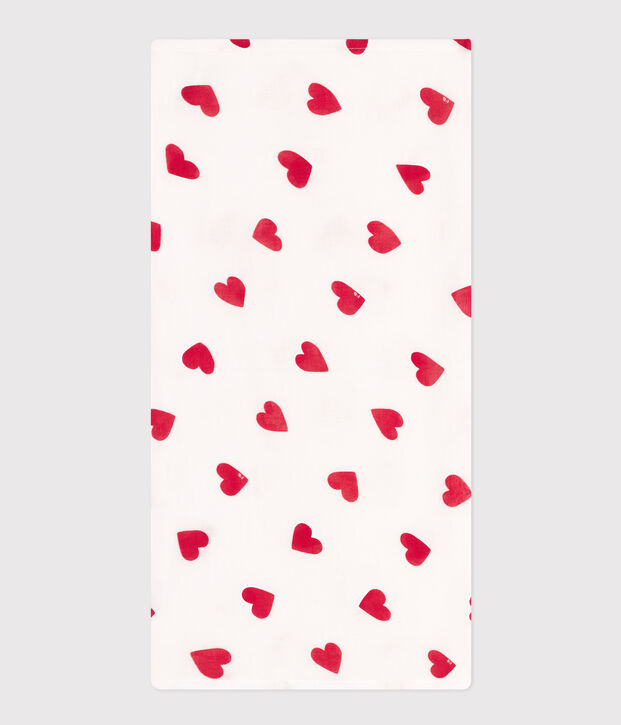 LANGE COEUR B&Eacute;B&Eacute; EN GAZE DE COTON blanc/rouge