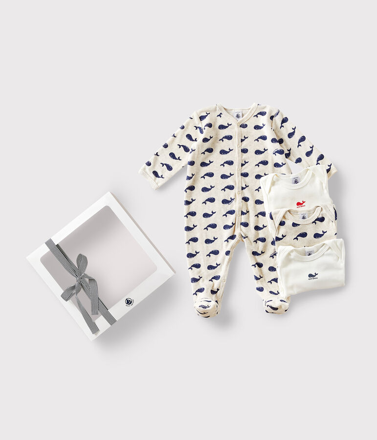 Lot de 1 pyjama b&eacute;b&eacute; et 3 bodies baleines variante 1